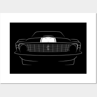 1970 Ford Mustang Boss 302 - front stencil, white Posters and Art